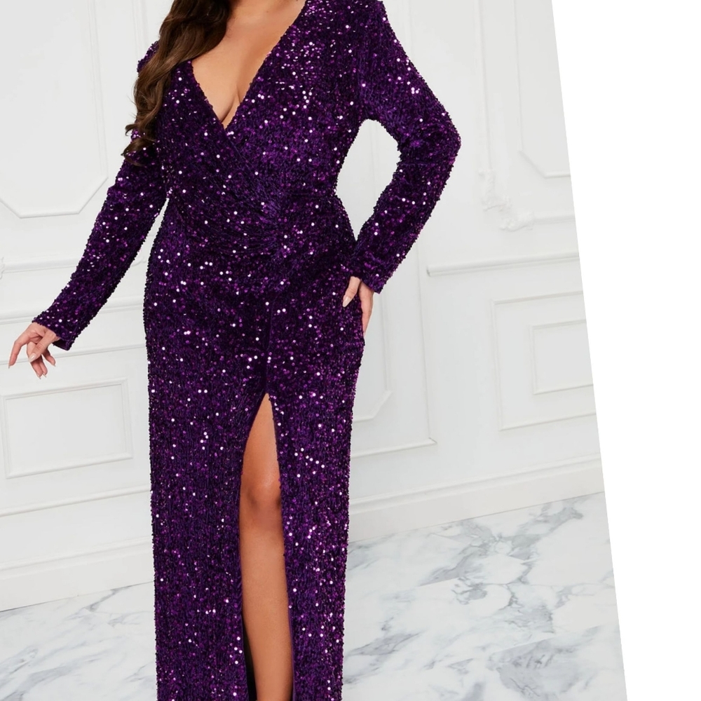 Fashion Nova Purple Sequin Dress